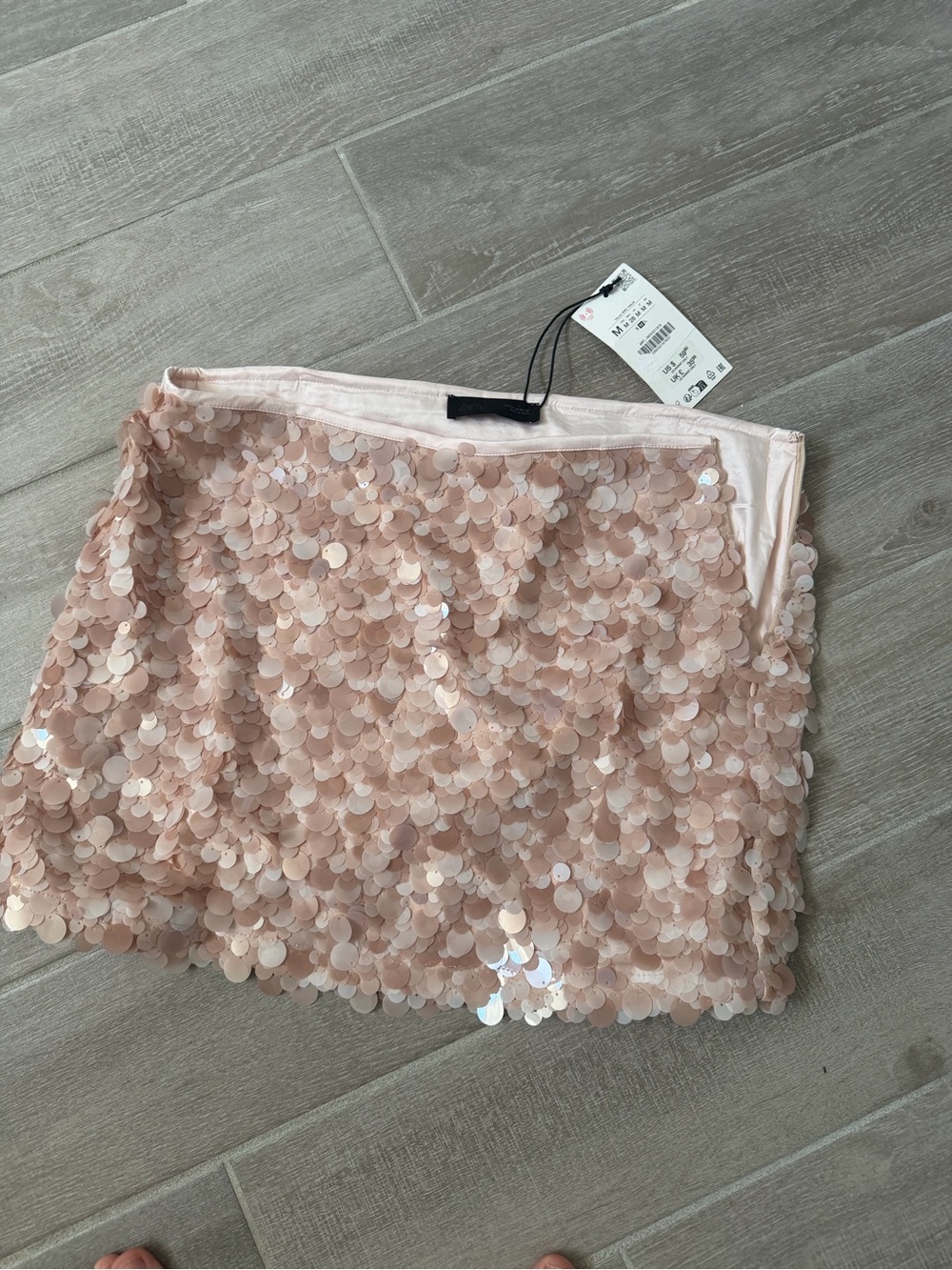 Zara Sequin Mini Skirt - Light Blush Pink